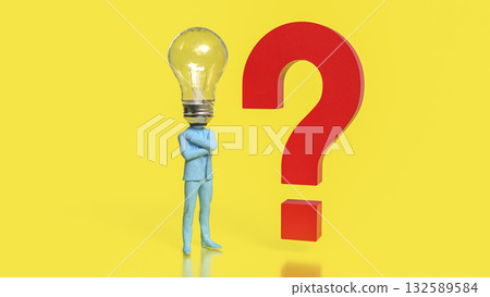 The Blue Business man and light bulb for Idea or creative concept 3d Rendering. The Blue Business man and light bulb for Idea or creative concept 3d Rendering. 132589584