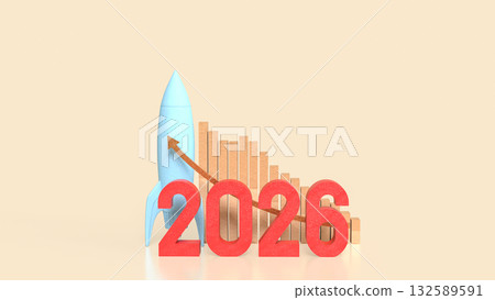 The Rocket and 2026 Chart for Business concept 3d Rendering. The Rocket and 2026 Chart for Business concept 3d Rendering. 132589591