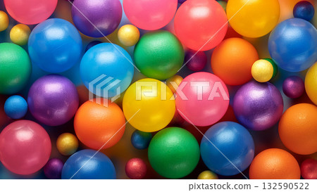 Colored balls laid out 132590522