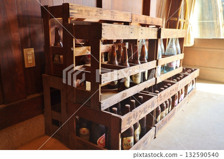 Bottled beer wooden box and sake Bottled beer wooden box and sake 132590540