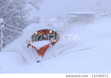 A DE15 diesel locomotive snow removal train tackles the freezing cold of the Soya Main Line. Photo taken on January 10, 2016. A DE15 diesel locomotive snow removal train tackles the freezing cold of the Soya Main Line. Photo taken on January 10, 2016. 132590571