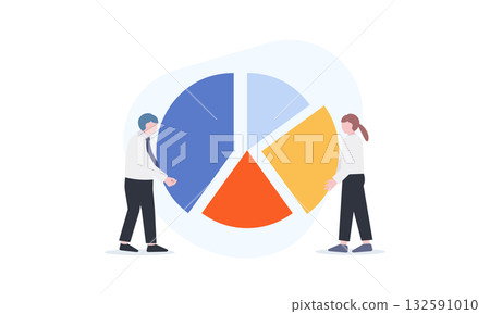 Market share pie chart and business people Market share pie chart and business people 132591010