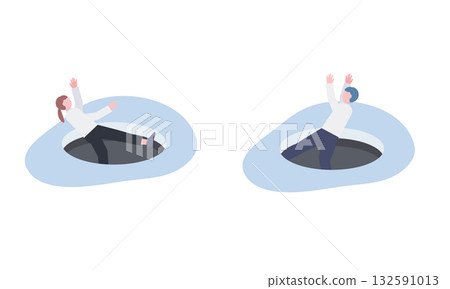 一男一女掉入陷阱的插圖 一男一女掉入陷阱的插圖 132591013