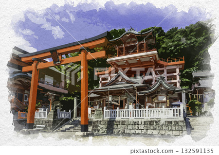 廣島縣福山市草戶稻荷神社水彩畫 廣島縣福山市草戶稻荷神社水彩畫 132591135