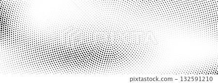 Concentric dotted noise gradient texture. Radial halftone grain background. Rough dot fading overlay wallpaper. Cartoon pop art backdrop for poster, banner, cover, print. Vector comic grit pattern 132591210