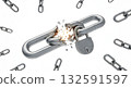 Broken Chain Link with Padlock Symbolizing Security Breach and Freedom. Broken Chain Link with Padlock Symbolizing Security Breach and Freedom. 132591597