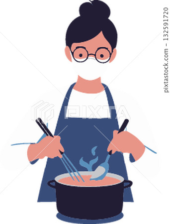 young woman cooking in the kitchen 132591720