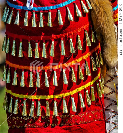 Traditional clothing with colorful patterns and embellishments 132591898