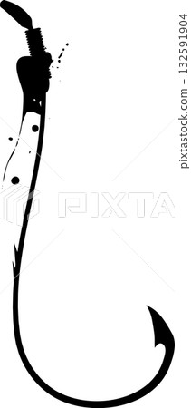 魚鉤的釣具輪廓插圖 132591904