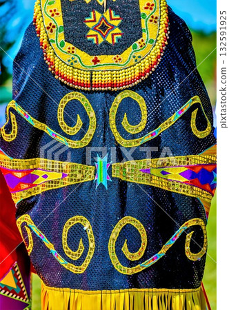 Colorful traditional garment with intricate beadwork Colorful traditional garment with intricate beadwork 132591925