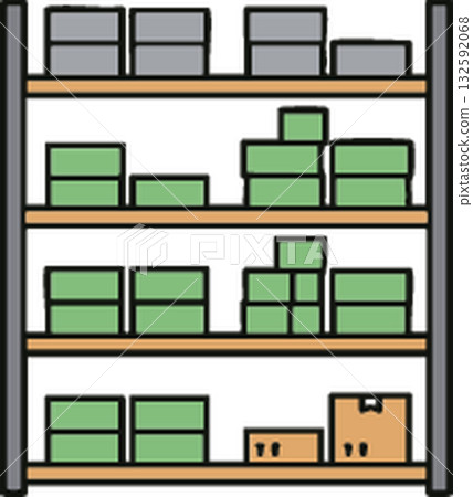 shelves with containers 132592068
