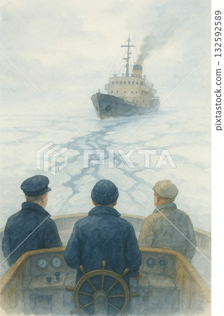 三等水手桃海的冬日破冰之旅|水彩畫海上行程 三等水手桃海的冬日破冰之旅|水彩畫海上行程 132592589