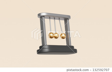 Golden Newtons Cradle. 3D Rendering. Golden Newtons Cradle. 3D Rendering. 132592707