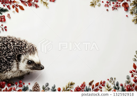 刺蝟和秋葉背景素材 刺蝟和秋葉背景素材 132592918