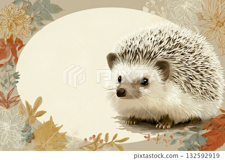 刺蝟插畫背景素材，刺猬，秋季，寵物，動物，插畫，留言卡，宣傳海報 132592919