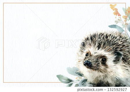 刺蝟插畫新年賀卡模板 132592927
