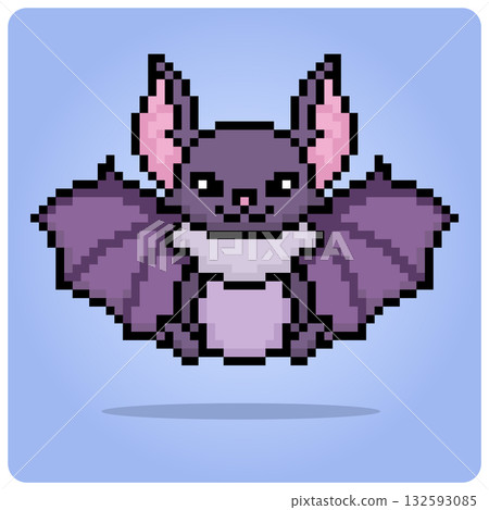 8 bit Pixel of bat. Pixel animals for game assets in vector illustration. 8 bit Pixel of bat. Pixel animals for game assets in vector illustration. 132593085