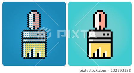 8 bit pixel paint brushes, for game assets and cross seams in vector illustrations. 132593128