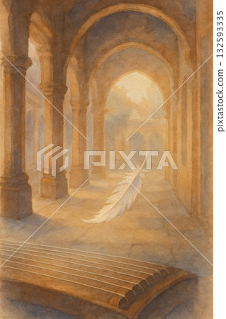 燈光陰影下翅膀拍打的聲音：古老走廊上靜謐時光的光亮，古箏的琴弦與羽毛。 132593335