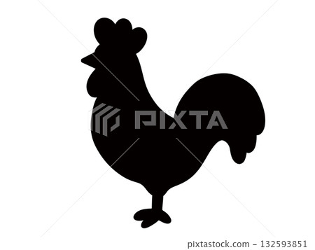 可愛的雞剪影插圖 132593851