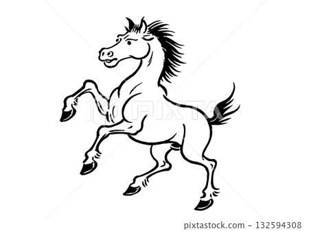 馬剪影新年賀卡素材套裝 馬剪影新年賀卡素材套裝 132594308