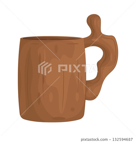 Illustration of wooden mug 132594687