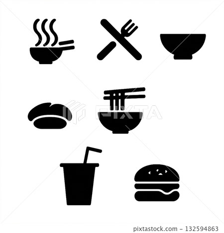 Restaurant genre icon set 132594863