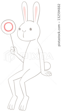 一幅白兔抱著圓圈的插圖 一幅白兔抱著圓圈的插圖 132594882