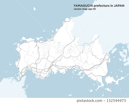 A simple road map of Yamaguchi Prefecture, Japan 132594973