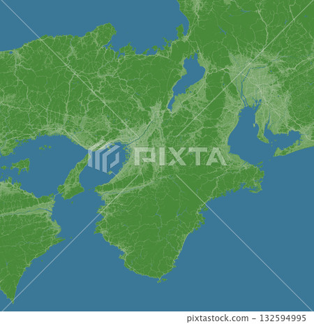 Satellite photo style illustration of the Kansai region of Japan 132594995
