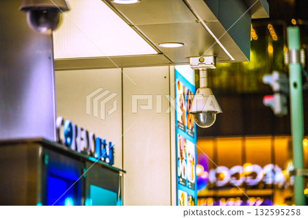 Tokyo cityscape in Japan. Security camera on a street corner. Nihonbashi. Camera at COREDO Nihonbashi 132595258