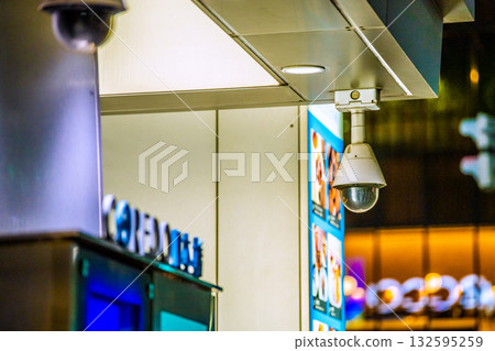 Tokyo cityscape in Japan. Security camera on a street corner. Nihonbashi. Camera at COREDO Nihonbashi 132595259