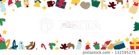 聖誕樹插圖。一套十二月主題的聖誕樹和裝飾品。聖誕老人和馴鹿裝飾。 132595275