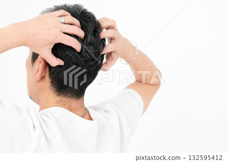 Men's Beauty Hair Care Back View Men's Beauty Hair Care Back View 132595412