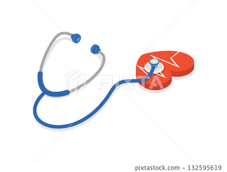 Heart cardio with stethoscope stock illustration Heart cardio with stethoscope stock illustration 132595619