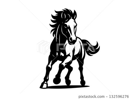 Horse silhouette New Year's card material set Horse silhouette New Year's card material set 132596276