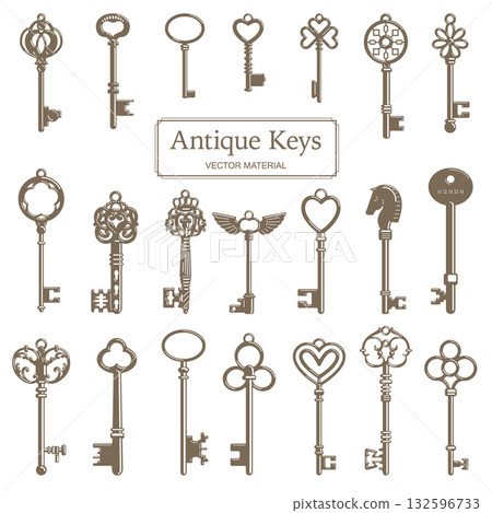Antique key illustration material Antique key illustration material 132596733