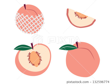 手繪可愛桃子插圖 132596774
