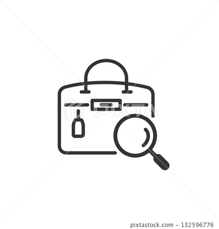 Brand bag appraisal and purchase vector icon (reuse/brand goods) line drawing, monochrome 132596776