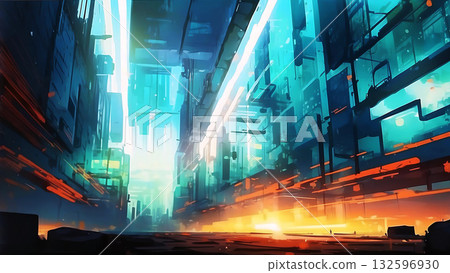 遊戲背景：未來主義賽博城市壁紙，玻璃牆 132596930