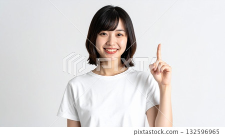 Smiling woman pointing at checkpoint image 132596965