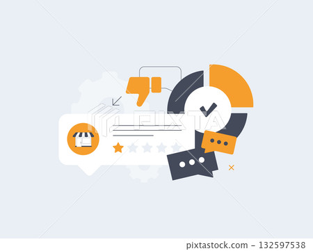 Fake negative reviews expose competitor review flooding tactics using automated spam, sentiment manipulation. Business reputation sabotage for unfair market advantage and SEO disruption illustration Fake negative reviews expose competitor review flooding tactics using automated spam, sentiment manipulation. Business reputation sabotage for unfair market advantage and SEO disruption illustration 132597538