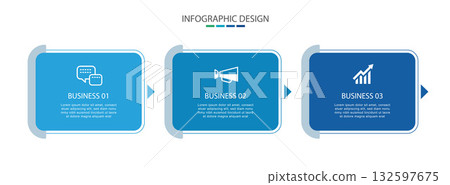 Modern blue 3 step business infographic process design template. Modern blue 3 step business infographic process design template. 132597675