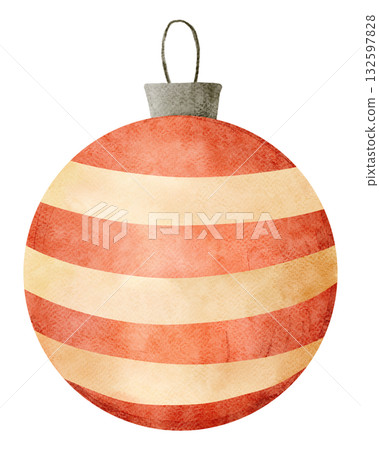 Watercolor Plaid Christmas Stocking Illustration 132597828