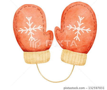 Winter Mittens with Snowflake 132597831