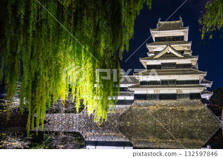 長野縣松本城夜景 132597846