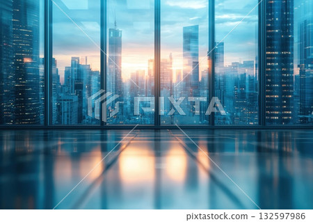Urban Cityscape at Dusk with Modern Architecture and Reflective Glass Windows Urban Cityscape at Dusk with Modern Architecture and Reflective Glass Windows 132597986