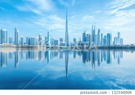 A city skyline is reflected in the water 132598006