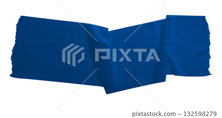 blue crumpled torn tape isolated on transparent background. blue crumpled torn tape isolated on transparent background. 132598279