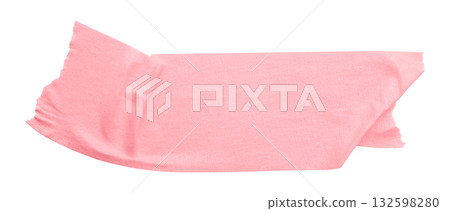 pink crumpled torn tape isolated on transparent background. 132598280